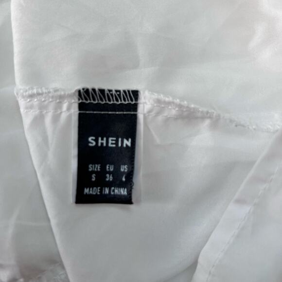 Crochet Midi Baby Doll Halter Dress Y2K Fairy White Shein Textured Tiered SZ SM - Picture 8 of 12